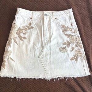 Abercrombie & Fitch Zoe Floral Embroidered Mini A Line Skirt Boho Prep Size 26/2